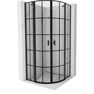 Mexen Mist polkruhový výklopný sprchovací kút 90 x 90 cm, čierny rošt, čierna - 8A32-090-090-70-77