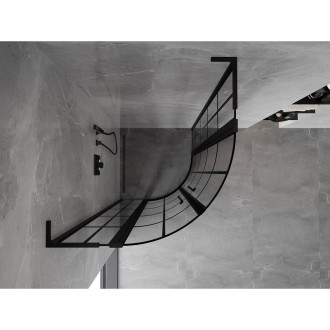 Mexen Mist L polkruhový výklopný sprchovací kút 90 x 90 cm, čierny rošt, čierna - 8A32L-090-090-70-77