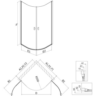 Mexen Mist polkruhový výklopný sprchovací kút 70 x 70 cm, čierny rám, čierna - 8A31-070-070-70-70