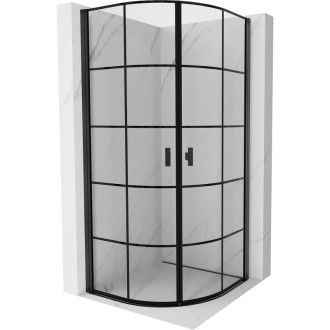 Mexen Mist polkruhový výklopný sprchovací kút 70 x 70 cm, čierny rošt, čierna - 8A31-070-070-70-77