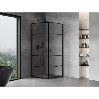 Mexen Mist polkruhový výklopný sprchovací kút 80 x 80 cm, čierny rošt, čierna - 8A31-080-080-70-77