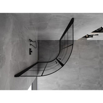 Mexen Mist polkruhový výklopný sprchovací kút 80 x 80 cm, čierny rošt, čierna - 8A31-080-080-70-77