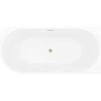 Voľne stojaca rohová vaňa Mexen Silo, pravá, s drážkou, 150 x 75 cm, biela/sivá, prepad kartáčovaný zlatý - 52891507562P-55