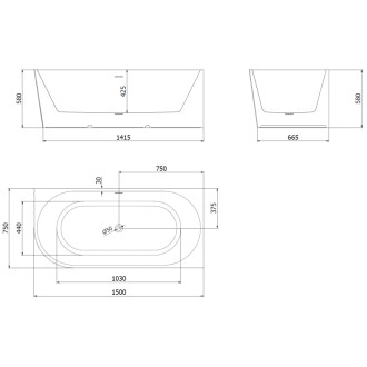 Voľne stojaca rohová vaňa Mexen Silo, pravá, s drážkou, 150 x 75 cm, biela/sivá, čierny prepad - 52891507562P-70