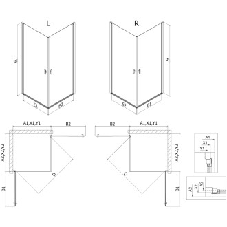 Sprchovací kút Mexen Mist-B Duo s výklopným mechanizmom 100 x 70 cm, priehľadný, čierny - 8A2-100-070-70-00