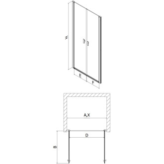 Sprchové dvere Mexen Mist s otočnými dverami 85 cm, priehľadné, zlaté - 8A7-085-000-50-00