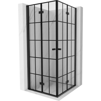 Sprchovací kút Mexen Mist-F Duo skladací 80 x 80 cm, čierny rošt, čierna - 8A6-080L-080P-70-77