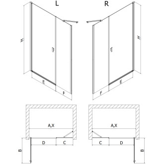 Sprchové dvere Mexen Mist-B s otočnými dverami 115 cm, priehľadné, chróm - 8A2-115-001-01-00