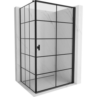 Sprchovací kút Mexen Mist-B s pravým pántom 90 x 80 cm, čierny rošt, čierna - 8A2T-090-080-70-77-P