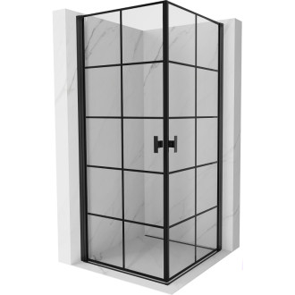 Mexen Mist-B Duo výklopný sprchovací kút 80 x 80 cm, čierny rošt, čierna - 8A2-080L-080P-70-77