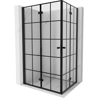 Mexen Mist-F Duo skladací sprchovací kút ľavý 120 x 110 cm, čierny rošt, čierna - 8A6-120L-110P-70-77