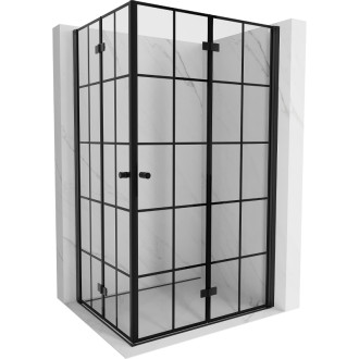 Mexen Mist-F Duo skladací sprchovací kút pravý 95 x 120 cm, čierny rošt, čierna - 8A6-095L-120P-70-77