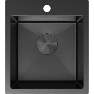 Jednodrezový oceľový drez Mexen Solix 400 x 450 mm, čierny - 6401401000-70