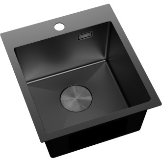 Jednodrezový oceľový drez Mexen Solix 400 x 450 mm, čierny - 6401401000-70