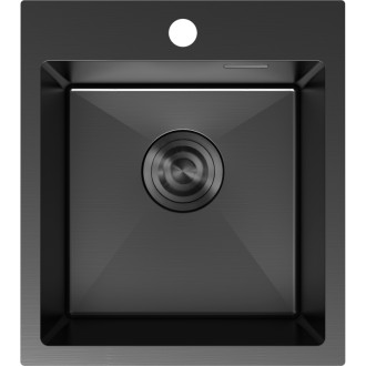 Jednodrezový oceľový drez Mexen Solix 400 x 450 mm, čierny - 6401401000-70