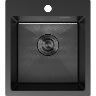 Jednodrezový oceľový drez Mexen Solix 400 x 450 mm, čierny HC - 6401401000-70HC