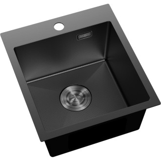 Jednodrezový oceľový drez Mexen Solix 400 x 450 mm, čierny HC - 6401401000-70HC