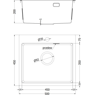 Jednodrezový oceľový drez Mexen Solix 500 x 450 mm, medená HC - 6402501000-65HC