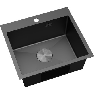 Jednodrezový oceľový drez Mexen Solix 500 x 450 mm, čierny - 6402501000-70