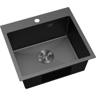 Jednodrezový oceľový drez Mexen Solix 500 x 450 mm, čierny - 6402501000-70