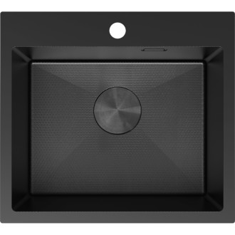 Jednodrezový oceľový drez Mexen Solix 500 x 450 mm, čierny HC - 6402501000-70HC