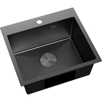 Jednodrezový oceľový drez Mexen Solix 500 x 450 mm, čierny HC - 6402501000-70HC