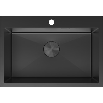 Jednodrezový oceľový drez Mexen Solix 650 x 450 mm, čierny - 6403651000-70