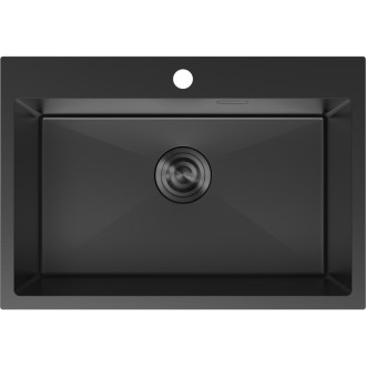 Jednodrezový oceľový drez Mexen Solix 650 x 450 mm, čierny - 6403651000-70