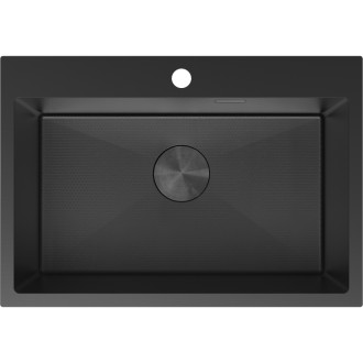 Jednodrezový oceľový drez Mexen Solix 650 x 450 mm, čierny HC - 6403651000-70HC