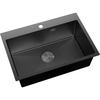 Jednodrezový oceľový drez Mexen Solix 650 x 450 mm, čierny HC - 6403651000-70HC