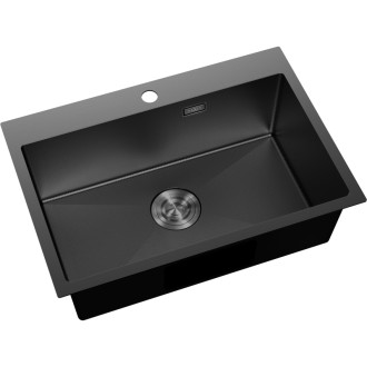 Jednodrezový oceľový drez Mexen Solix 650 x 450 mm, čierny HC - 6403651000-70HC