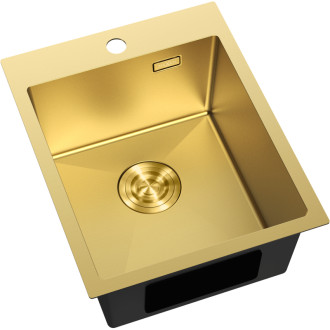 Jednodrezový oceľový drez Mexen Solix 400 x 500 mm, zlatý - 6406401000-55