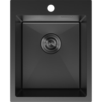 Jednodrezový oceľový drez Mexen Solix 400 x 500 mm, čierny - 6406401000-70