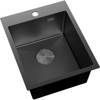 Jednodrezový oceľový drez Mexen Solix 400 x 500 mm, čierny HC - 6406401000-70HC