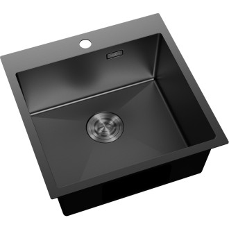 Jednodrezový oceľový drez Mexen Solix 500 x 500 mm, čierny - 6407501000-70