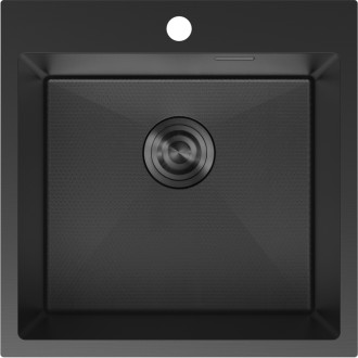 Mexen Solix zlewozmywak stalowy 1-komorowy 500 x 500 mm, czarny HC - 6407501000-70HC