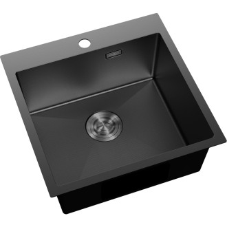 Mexen Solix zlewozmywak stalowy 1-komorowy 500 x 500 mm, czarny HC - 6407501000-70HC