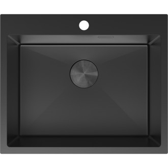 Jednodrezový oceľový drez Mexen Solix 600 x 500 mm, čierny - 6408601000-70