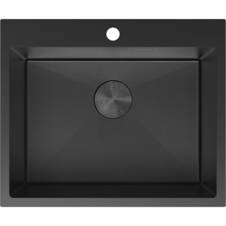 Jednodrezový oceľový drez Mexen Solix 600 x 500 mm, čierny HC - 6408601000-70HC