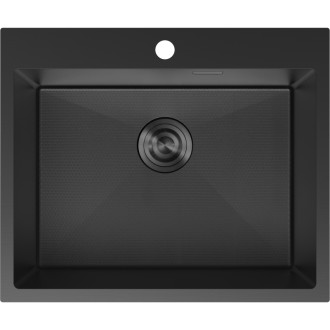 Jednodrezový oceľový drez Mexen Solix 600 x 500 mm, čierny HC - 6408601000-70HC