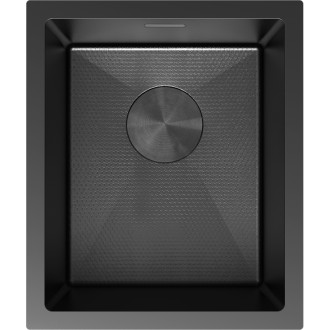 Jednodrezový oceľový drez Mexen Trixo 370 x 440 mm, čierny HC - 6412371000-70HC