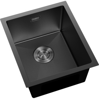 Jednodrezový oceľový drez Mexen Trixo 370 x 440 mm, čierny HC - 6412371000-70HC