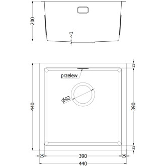 Jednodrezový oceľový drez Mexen Trixo 440 x 440 mm, zlatý - 6413441000-55