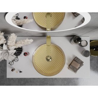 Sklenené umývadlo Mexen Aura na dosku 39 x 39 cm, zlaté - 24013952