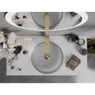 Sklenené umývadlo Mexen Aura na dosku 39 x 39 cm, šedé - 24013966