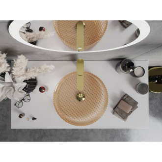 Sklenené umývadlo Mexen Aura na dosku 39 x 39 cm, ružové zlato - 24013968