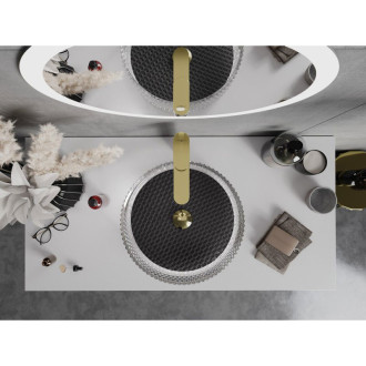 Sklenené umývadlo Mexen Aura na dosku 39 x 39 cm, priehľadné/čierne - 24013971