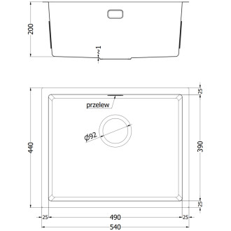Jednodrezový oceľový drez Mexen Trixo 540 x 440 mm, zlatá HC - 6414541000-55HC
