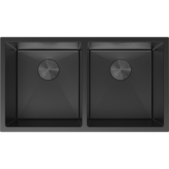 Mexen Binox oceľový drez s 2 drezami 800 x 450 mm, čierny - 6421802000-70