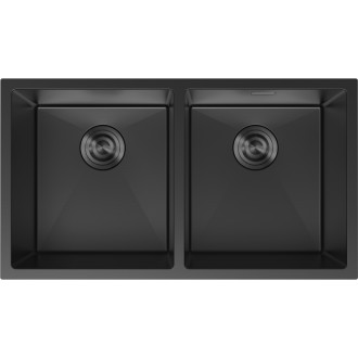 Mexen Binox oceľový drez s 2 drezami 800 x 450 mm, čierny - 6421802000-70